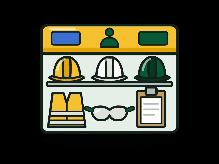 Visitor PPE Station and Hard Hat Rack - Wall-Mount, Bilingual