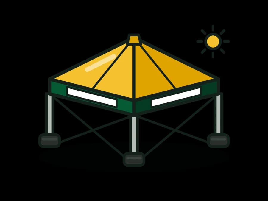 Commercial Pop-Up Shade Canopy for Jobsite Heat-Illness Rest Areas, 10x10 to 10x20, Logo Printing
