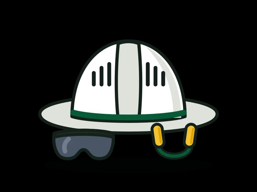 Roofing Crew Head-Eye-Ear Kit - Vented Full-Brim Hard Hat, Neck Shade, Chin Strap, Anti-Fog Tinted Glasses, Corded Earplugs