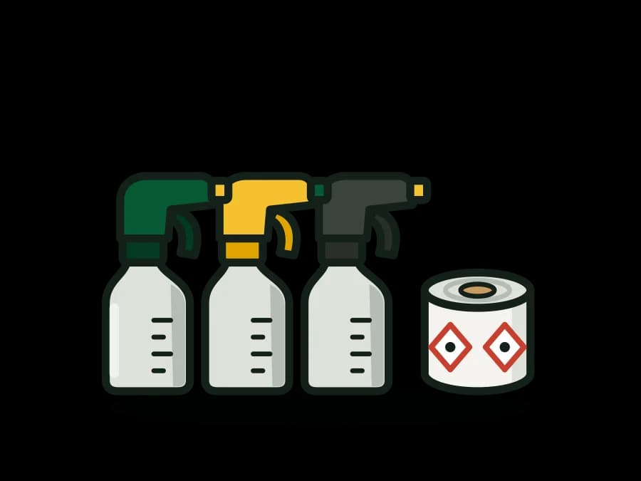 32 oz Spray Bottles, Chemical-Resistant Trigger Sprayers & GHS Secondary-Container Labels