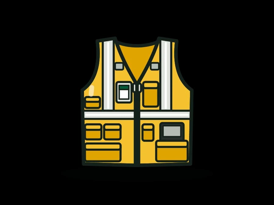 Hi-Vis Surveyor Vest, ANSI Type R Class 2, Multi-Pocket with Tablet Pocket & Mic Tabs