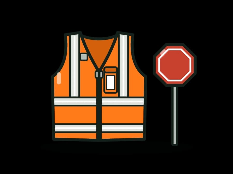 ANSI Class 2 Flagger Safety Vest - Solid Orange, Radio Tab & Pockets